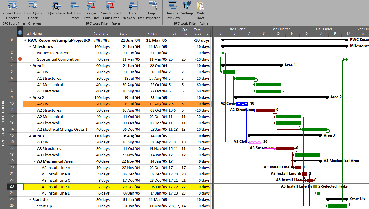 A Logic Tracing Example in Microsoft Project – TomsBlog