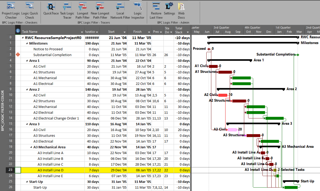 A Logic Tracing Example in Microsoft Project – TomsBlog